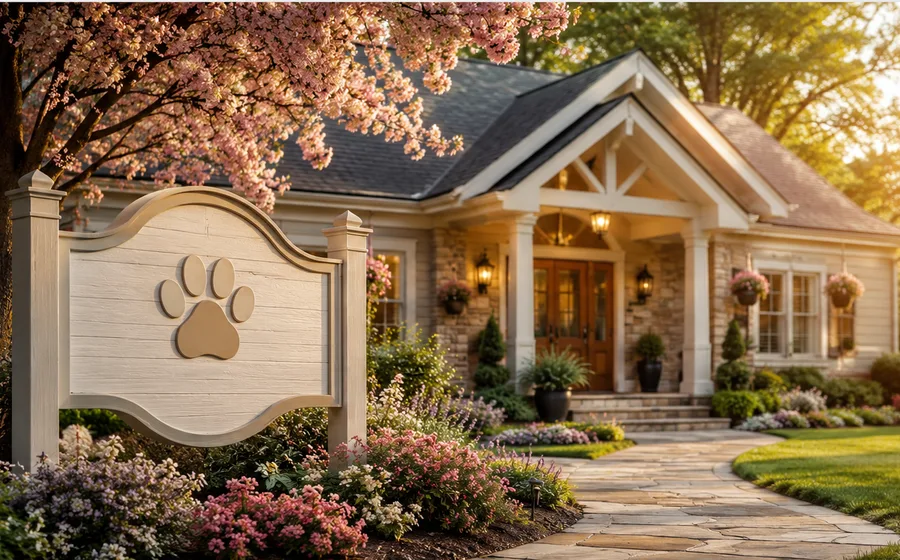 Welcoming pet aftercare location setting